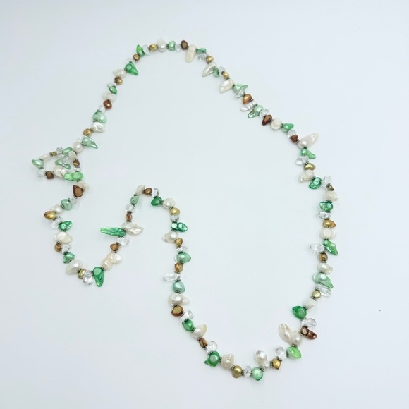 Vintage Green Abalone Shell Beaded Multi Strand Necklace - Picture 5 of 7